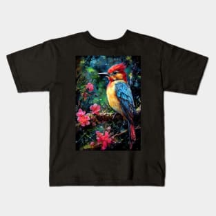 Woodpecker bird painting colors art #Woodpecker Kids T-Shirt